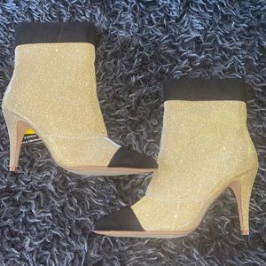 Fashion Nova gold and black ankle boots size 8.5